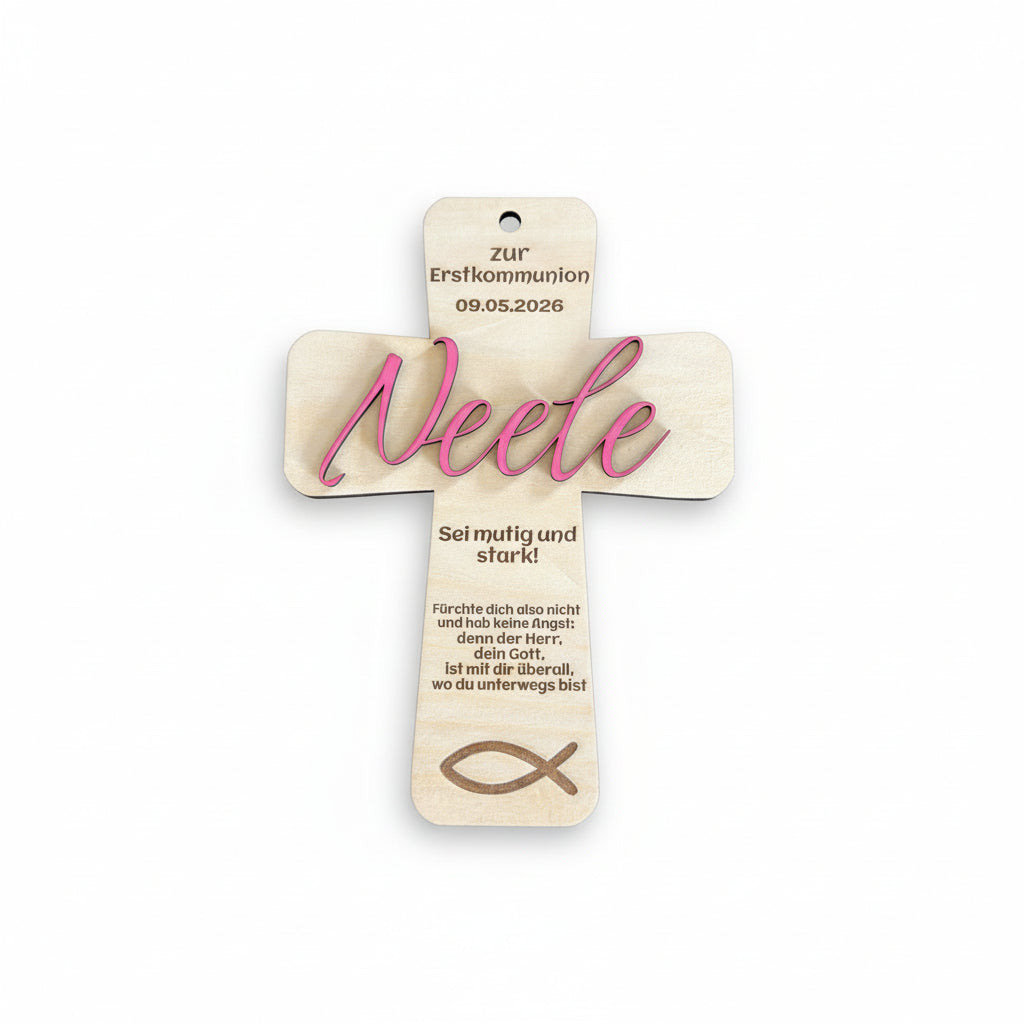 ✝️ Kreuz aus Holz – Geschenk zur Taufe, Erstkommunion uvm. (personalisierbar)