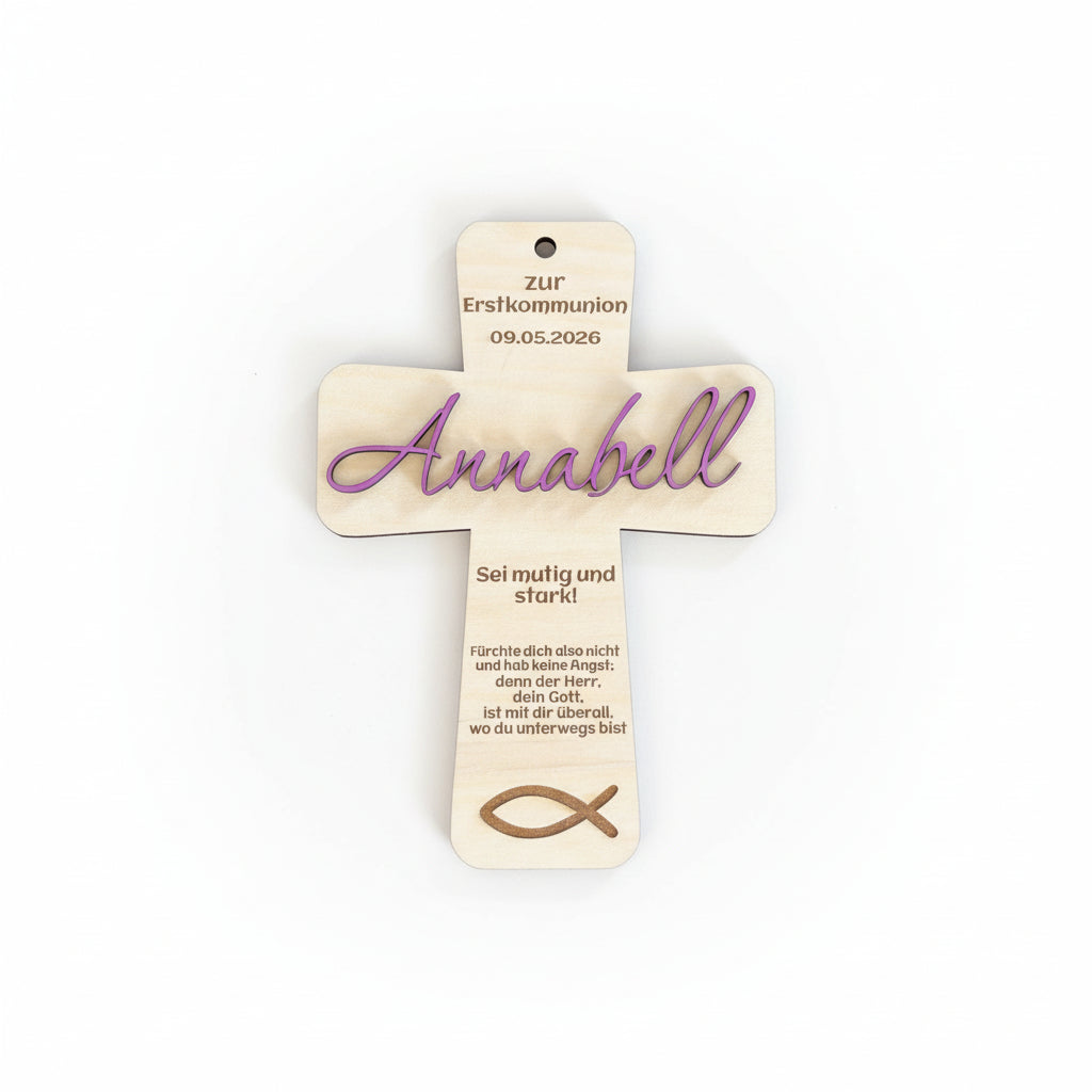 ✝️ Kreuz aus Holz – Geschenk zur Taufe, Erstkommunion uvm. (personalisierbar)