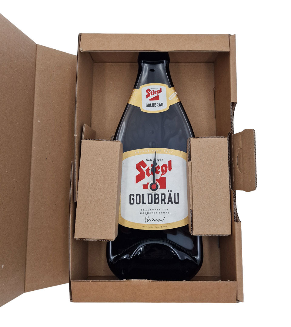 🕒 Moderne Bierflaschenuhr mit Pendel Stiegl (personalisierbar)
