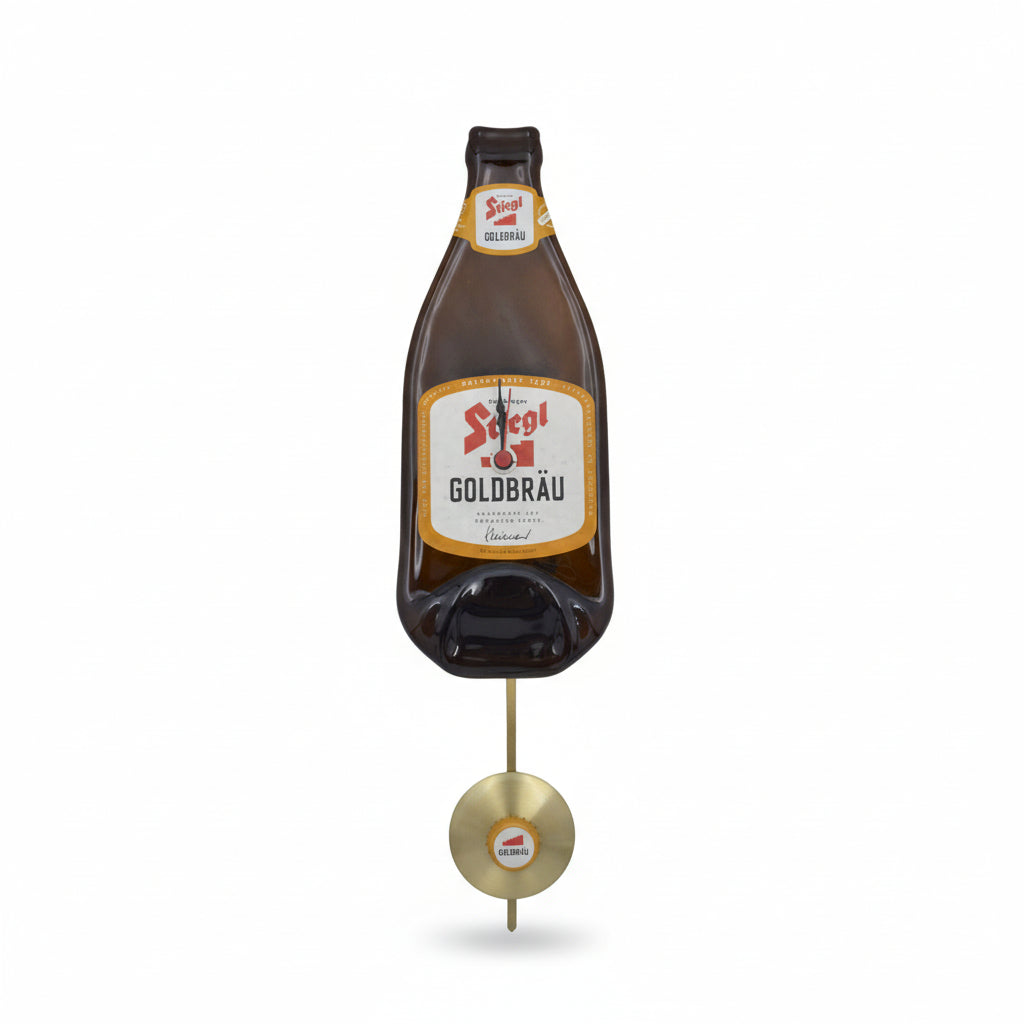 🕒 Moderne Bierflaschenuhr mit Pendel Stiegl (personalisierbar)